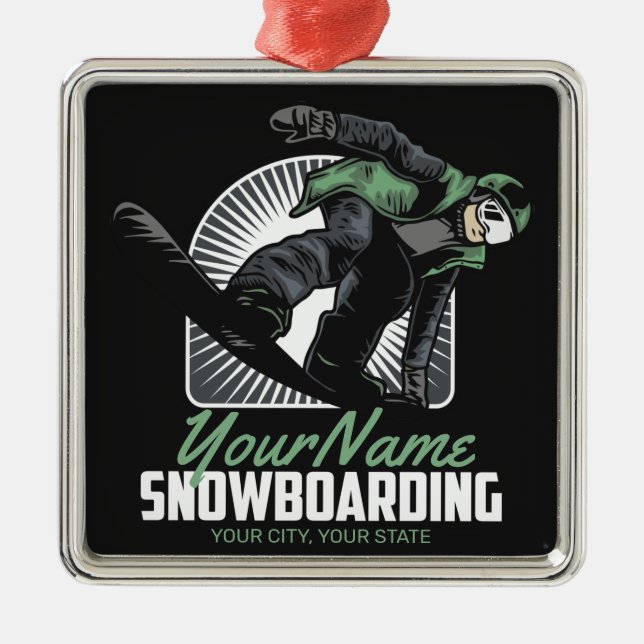 Ornamento De Metal Destruição Personalizada de Neve Snowboard (Frente)