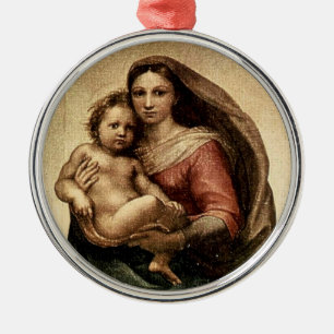 Ornamento De Metal Detalhe de Raphael "Sistine Madonna" (cerca de