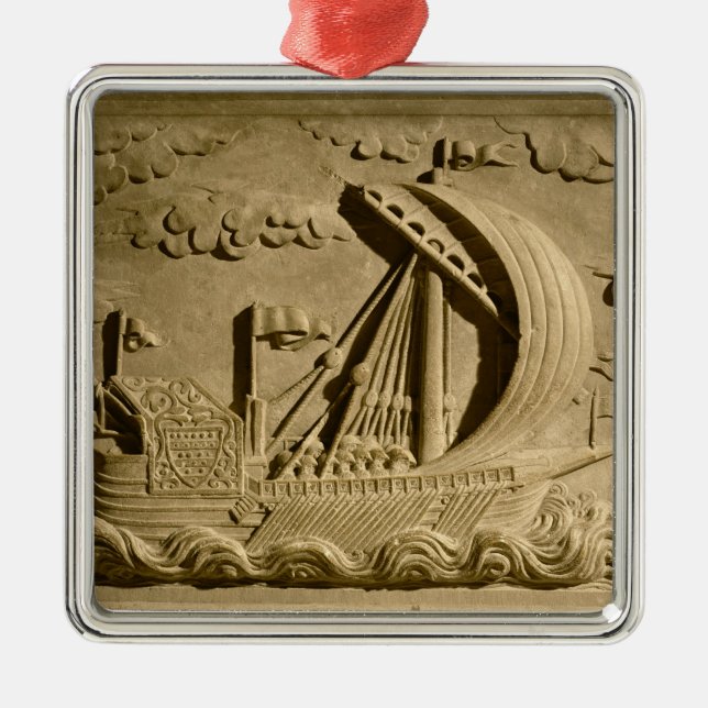 Ornamento De Metal Detalhe de um navio de guerra Venetian (Frente)