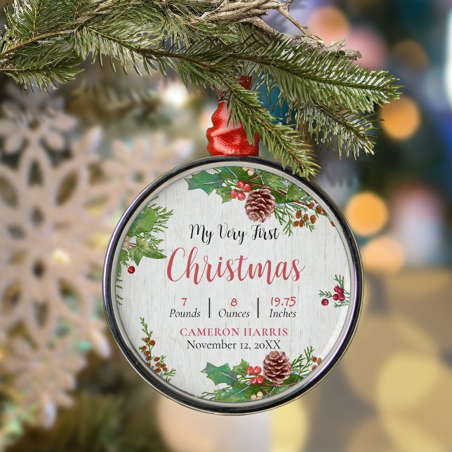 Ornamento De Metal Detalhes de natal de 1rua de Rustic Baby (Criador carregado)