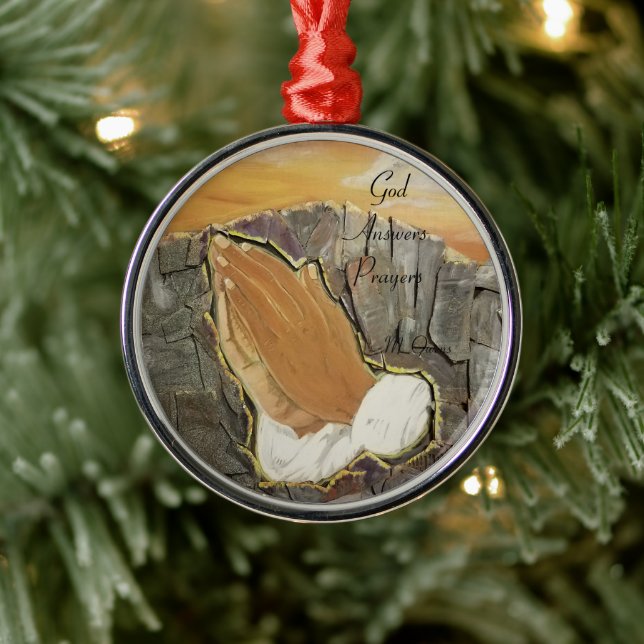 Ornamento De Metal Deus Responde Orações (Árvore)