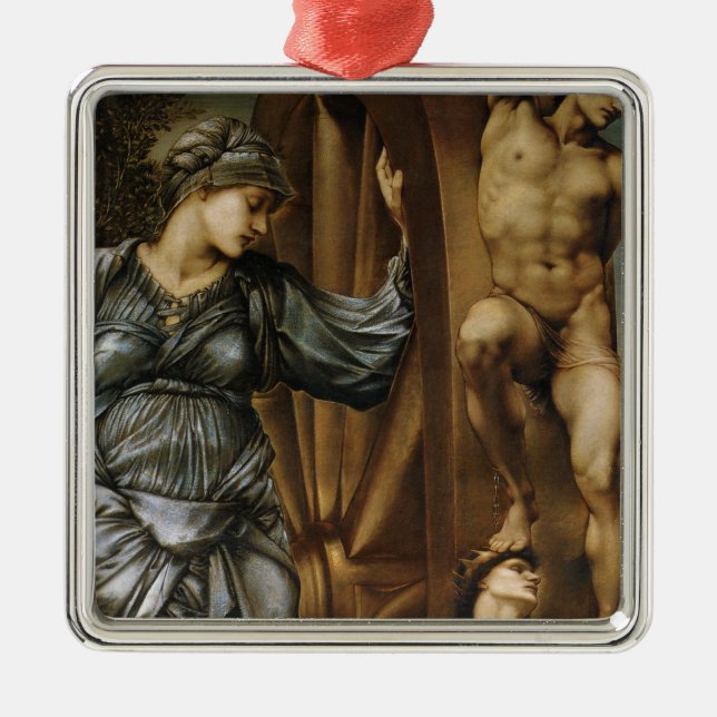 Ornamento De Metal Deusa girando a roda da fortuna (Burne-Jones) (Frente)