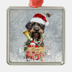Ornamento De Metal Deutsch Drahthaar, Feliz Natal!