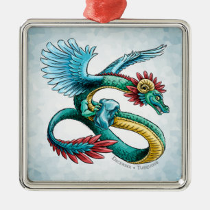 Ornamento De Metal Dezembro Dragão de Birthstone Turquoise