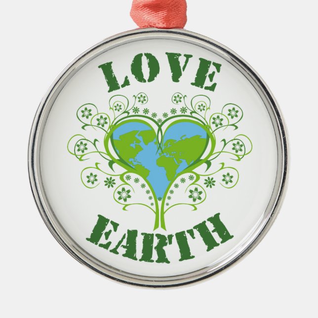 Ornamento De Metal Dia da Terra do Amor (Frente)
