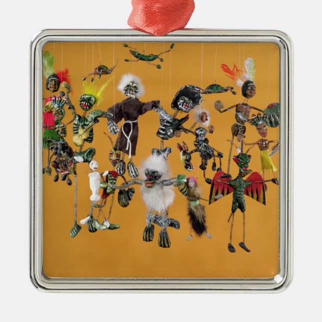 Ornamento De Metal Dia das figuras inoperantes, de Oaxaca (Frente)