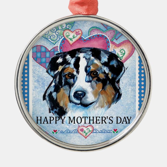 ORNAMENTO DE METAL DIA DE AS MÃES AUSTRALIAN SHEPHERD (Frente)