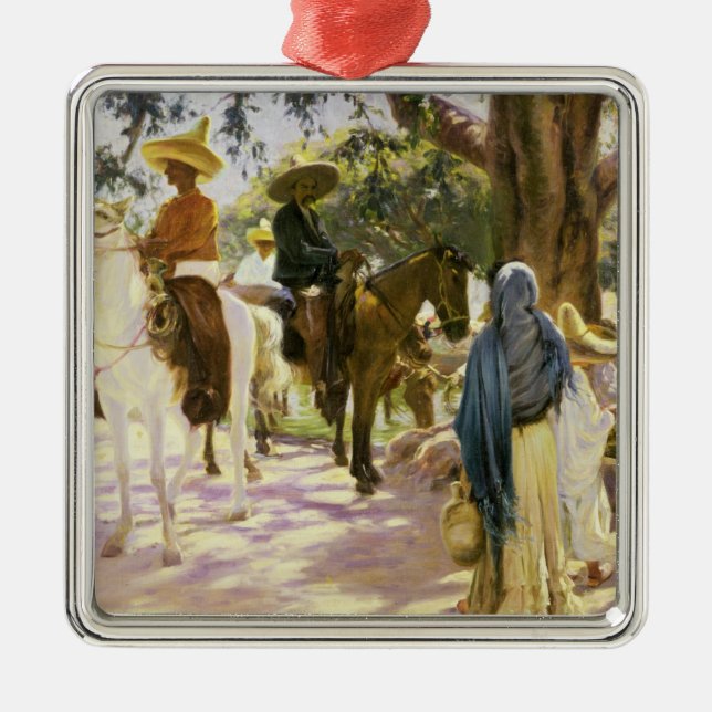 Ornamento De Metal Dia de mercado em San Gabriel, México (Frente)