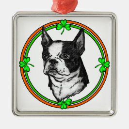 Ornamento De Metal Dia de São Patrício de Boston Terrier