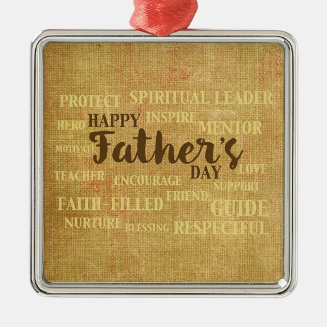 Ornamento De Metal Dia do Pai Religioso, Qualidades do Pai (Frente)
