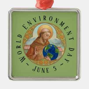 Ornamento De Metal Dia Mundial do Meio Ambiente e São Francisco de As
