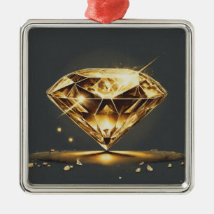Ornamento De Metal Diamante Amarelo e Preto
