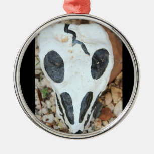 Ornamento De Metal Diâmetro de los Muertos preto/branco pintou o