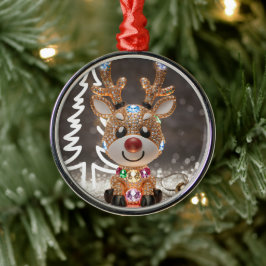 Ornamento De Metal Diamond Dazzling Rudolf: Uma Gema de Natal 3D