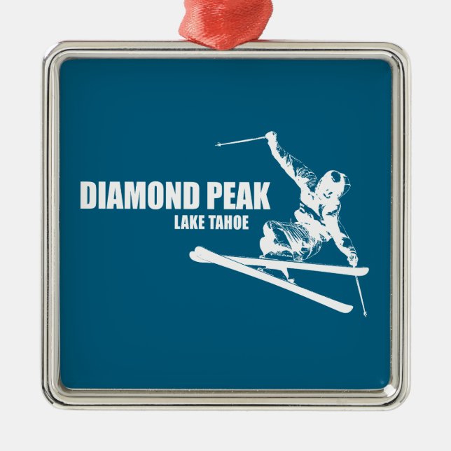 Ornamento De Metal Diamond Peak Lake Tahoe Skier (Frente)