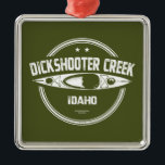 Ornamento De Metal Dickshooter Creek Idaho Kayaking<br><div class="desc">Dickshooter Creek começa a oeste de Dickshooter, Idaho, e flui para sul, cortando um desfiladeiro estreito e profundo através da paisagem de planalto rolante até que se junte ao Deep Creek. As águas de Dickshooter deixam de fluir por primavera tardio até ao início do Verão, deixando apenas piscinas isoladas nas...</div>