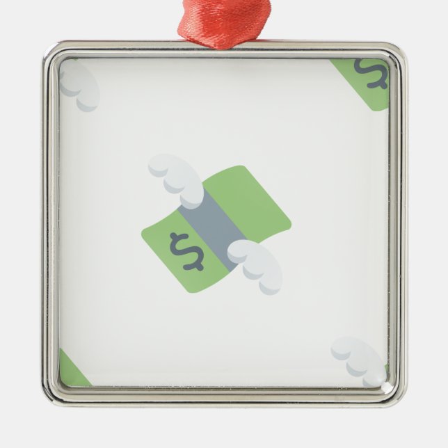 Ornamento De Metal dinheiro voador emoji (Frente)
