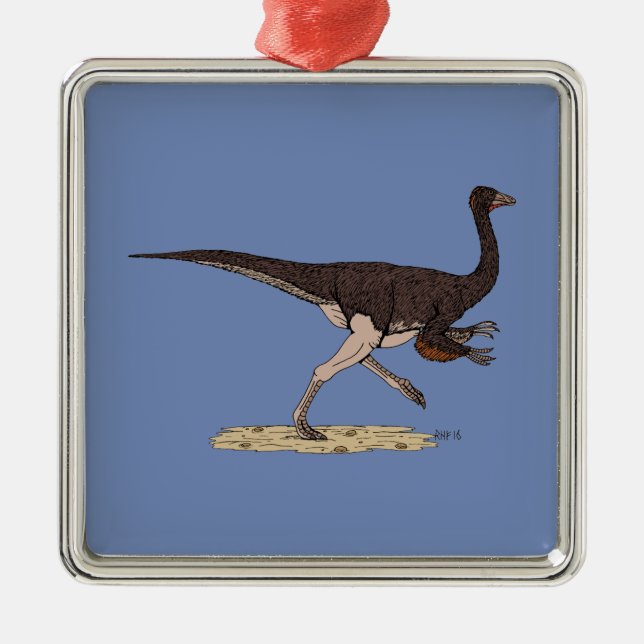 Ornamento De Metal Dinossauro Cretáceo Ornithomimus (Frente)
