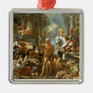 Ornamento De Metal Diogenes que procurara por um homem honesto,