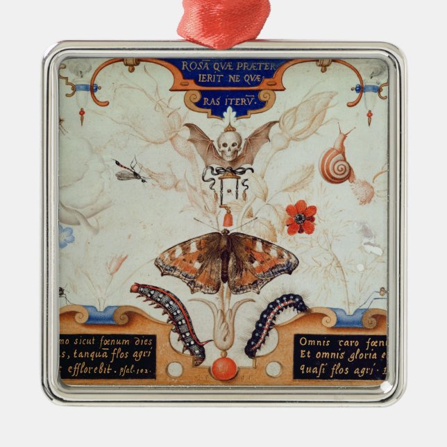 Ornamento De Metal Diptych com flores e insetos, 1591 (Frente)