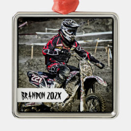 Ornamento De Metal Dirt Bike Racer Personalization Name Photo
