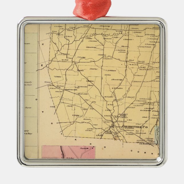 Ornamento De Metal Distrito do Cherrytree (Frente)