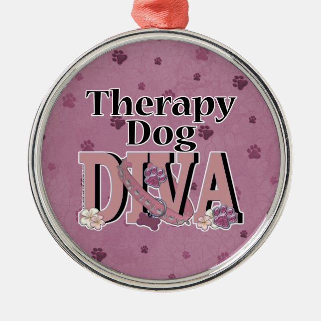 Ornamento De Metal DIVA do cão da terapia (Frente)