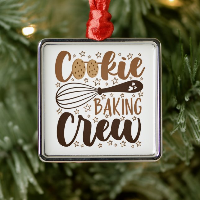 Ornamento De Metal Diversão Cookie Baking Crew Design (Árvore)