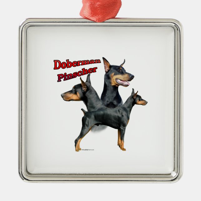 Ornamento De Metal Doberman Pinscher Trio 2 - Chaveiro (Frente)