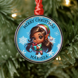 Ornamento De Metal Doce Elfo Anime de Cor Personalizado Natal