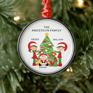Ornamento De Metal Doce Família de 3 Natal Personalizado