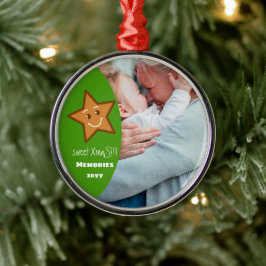 Ornamento De Metal doce XmaS gingerbird Star Editable-Photo-Green