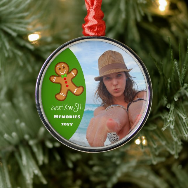 Ornamento De Metal doce XmaS gingerpão homem Ano Personalizado Verde (Árvore)