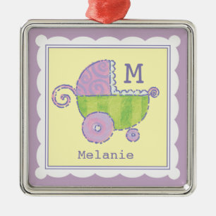 Ornamento De Metal Doces Sonhos Lavanda De Bebê Monograma