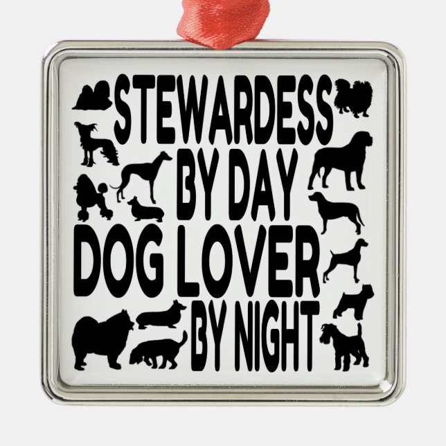Ornamento De Metal Dog Lover Stewardese (Frente)