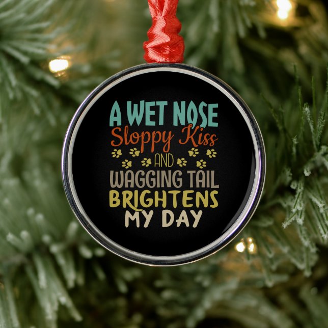 Ornamento De Metal Dog Lover Wet Nose, Beijo Lixado (Árvore)