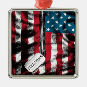 Ornamento De Metal Dog tags de Soldados Militares Personalizados, Ban