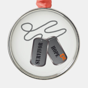 Ornamento De Metal Dog tags do sobrevivente do câncer de rim
