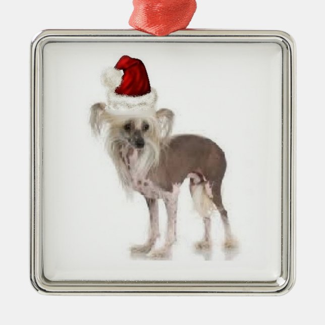 Ornamento De Metal Dogs~Original Ditzy Ornament~Chinese Crested (Frente)