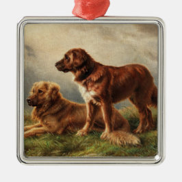 Ornamento De Metal Dois Cães Vigiantes
