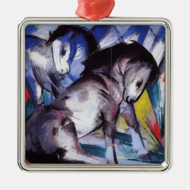 Ornamento De Metal Dois cavalos (por Franz Marc) (Frente)