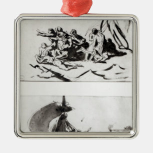 Ornamento De Metal Dois esboços para a jangada do Medusa, c.1819