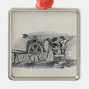 Ornamento De Metal Dois homens com um carro do tambor