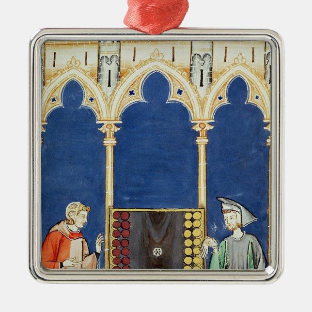 Ornamento De Metal Dois jogadores da gamão (Frente)