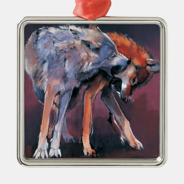 Ornamento De Metal Dois lobos 2001 (Frente)
