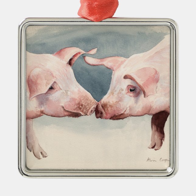 Ornamento De Metal Dois pouco Piggies 2012 (Frente)