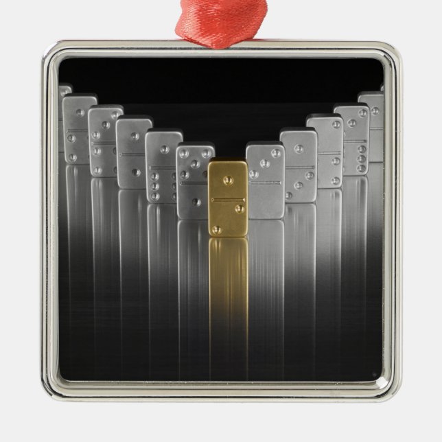 Ornamento De Metal Dominós do ouro e da prata (Frente)