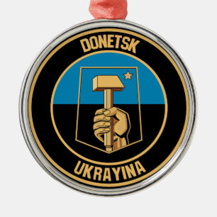 Ornamento De Metal Donetsk Round Emblem