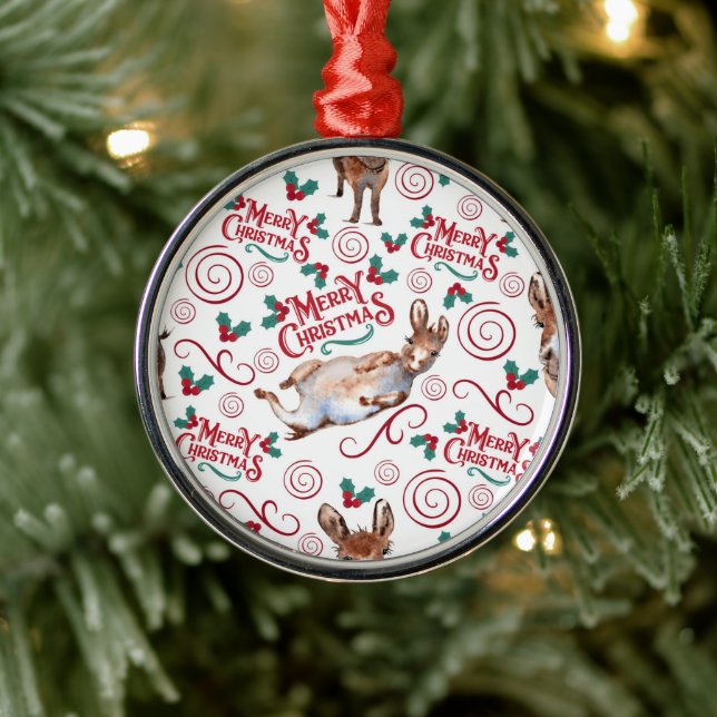 Ornamento De Metal Donkey Merry Christmas Ornament Keepsake (Árvore)