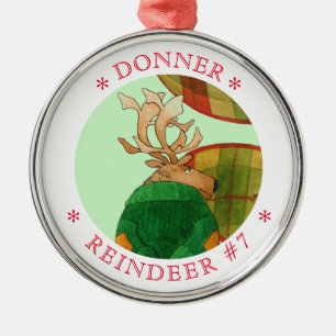 Ornamento De Metal DONNER REINDEER Prêmio Redondo